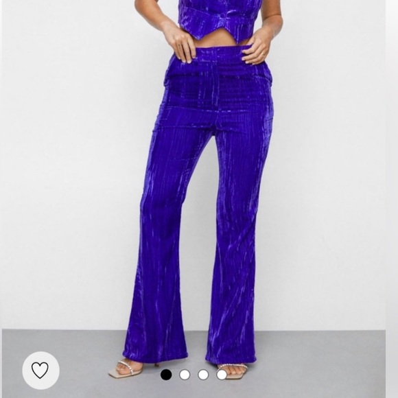 Nasty Gal Pants - Nasty Gal - Premium Velvet Tailored Flare Pant in Purple